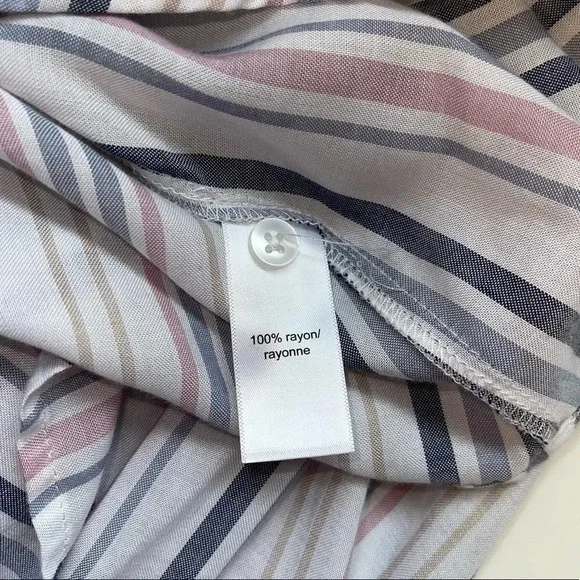 Maurices White & Multicolor Pastel Striped Button Down Shirt Large Women’s - Picture 11 of 12